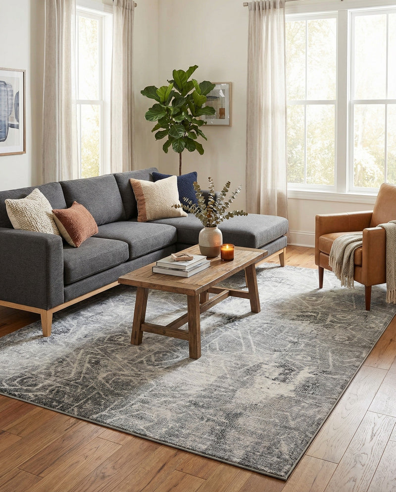 Riviera Elegance Collection Area Rug -  Grasse Rectangle Dark Gray  lifestyle 24