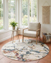 Jewel Oasis Collection Area Rug -  Opaline Round White Navy  lifestyle 64