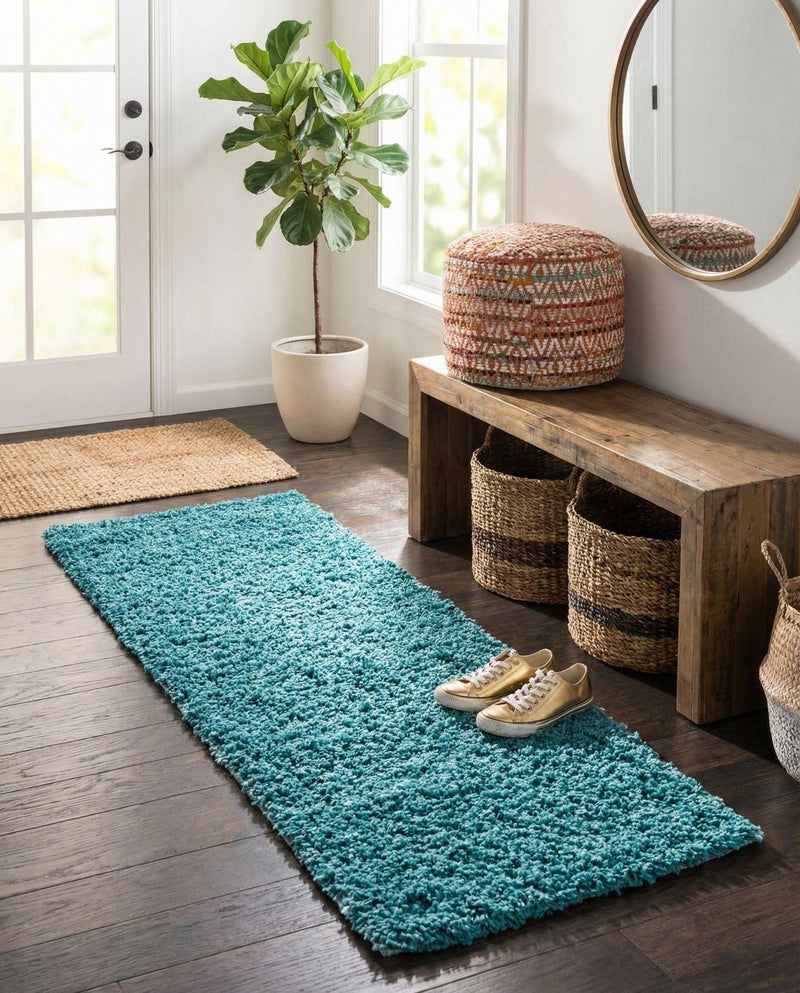 Plush Oasis Collection Area Rug - Serenity (Deep Aqua Blue) Runner Deep Aqua Blue  lifestyle 27