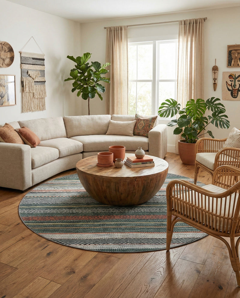 Laguna Sands Collection Area Rug -  Malibu Round Green  lifestyle 67