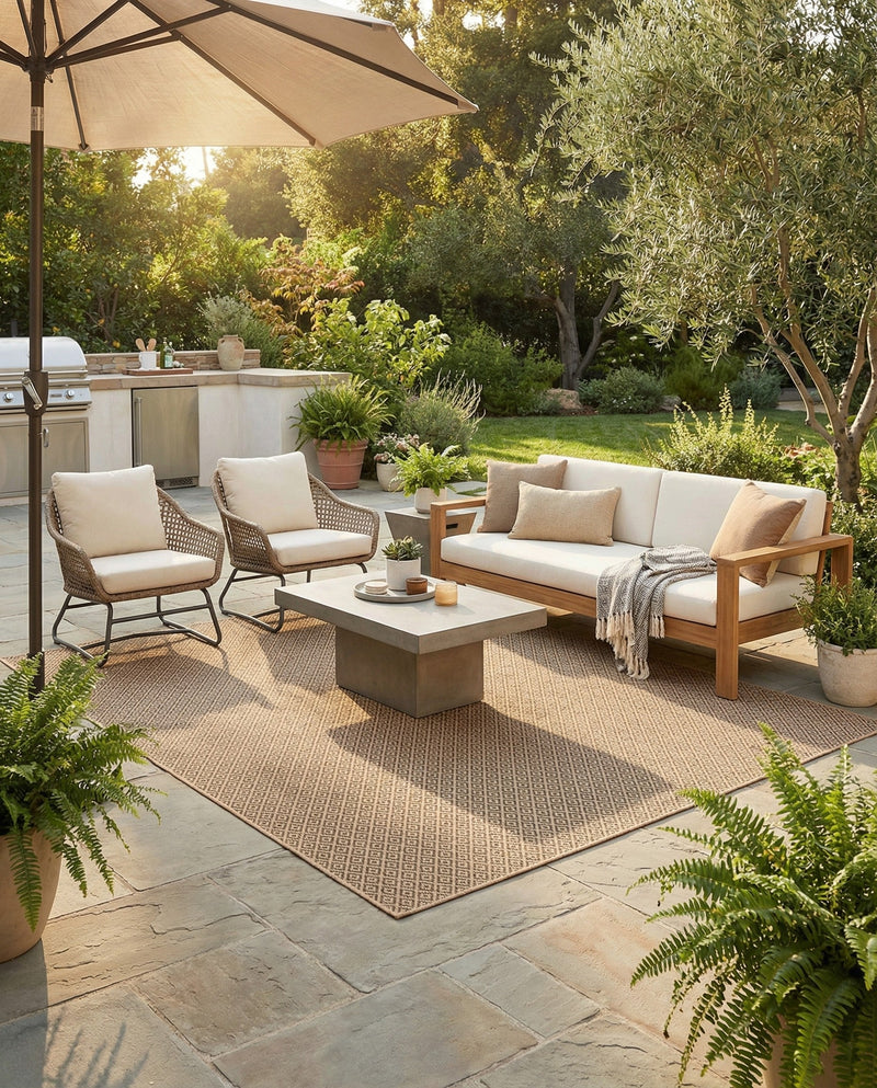 Sahara Sands Collection Area Rug -  Amarna Square Natural and Brown  lifestyle 48