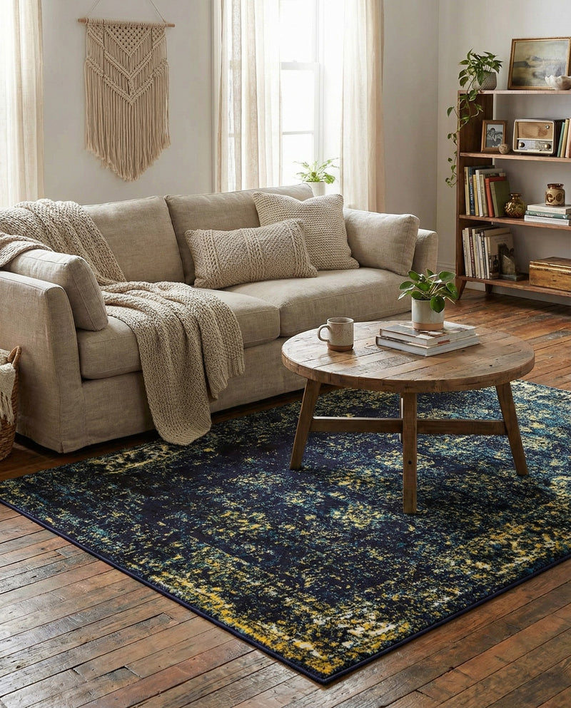 Riviera Elegance Collection Area Rug - Antibes (Navy Blue) Rectangle Navy Blue  lifestyle 22