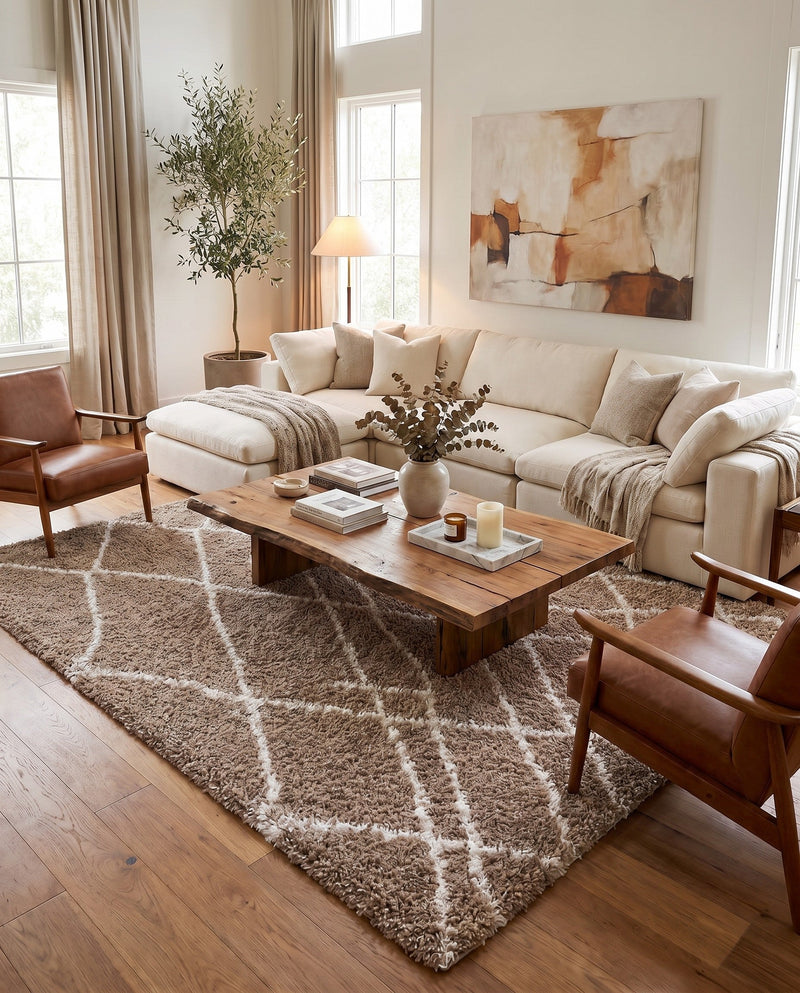 Cozy Haven Shag Collection Area Rug - Serenity (Khaki) Rectangle Khaki  lifestyle 23
