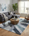 Santa Fe Trails Collection Area Rug -  Navajo Rectangle Gray and Ivory  lifestyle 17