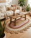 Woven Seaside Jute Collection Area Rug - Coastalhaven (Natural White Orange Pink) Oval Natural White Orange Pink  lifestyle 11