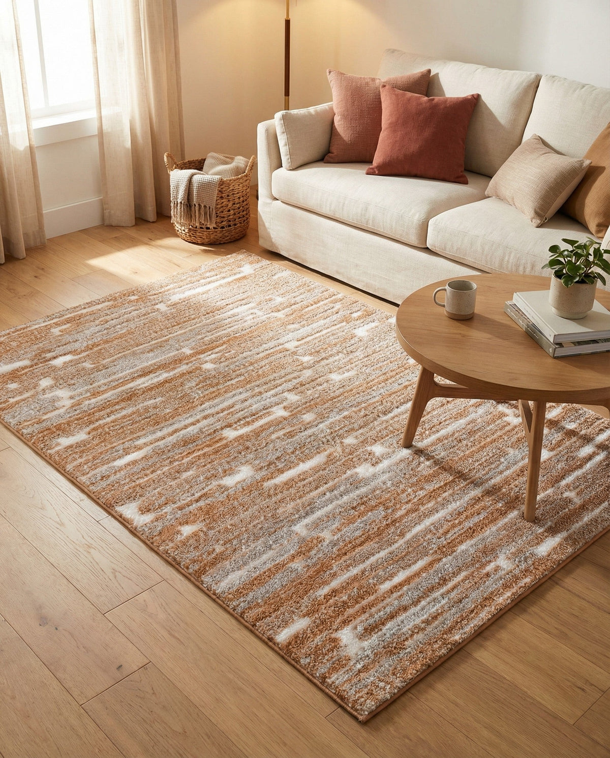 Sienna Collection Area Rug -  Rome Rectangle Caramel and Ivory  lifestyle 73