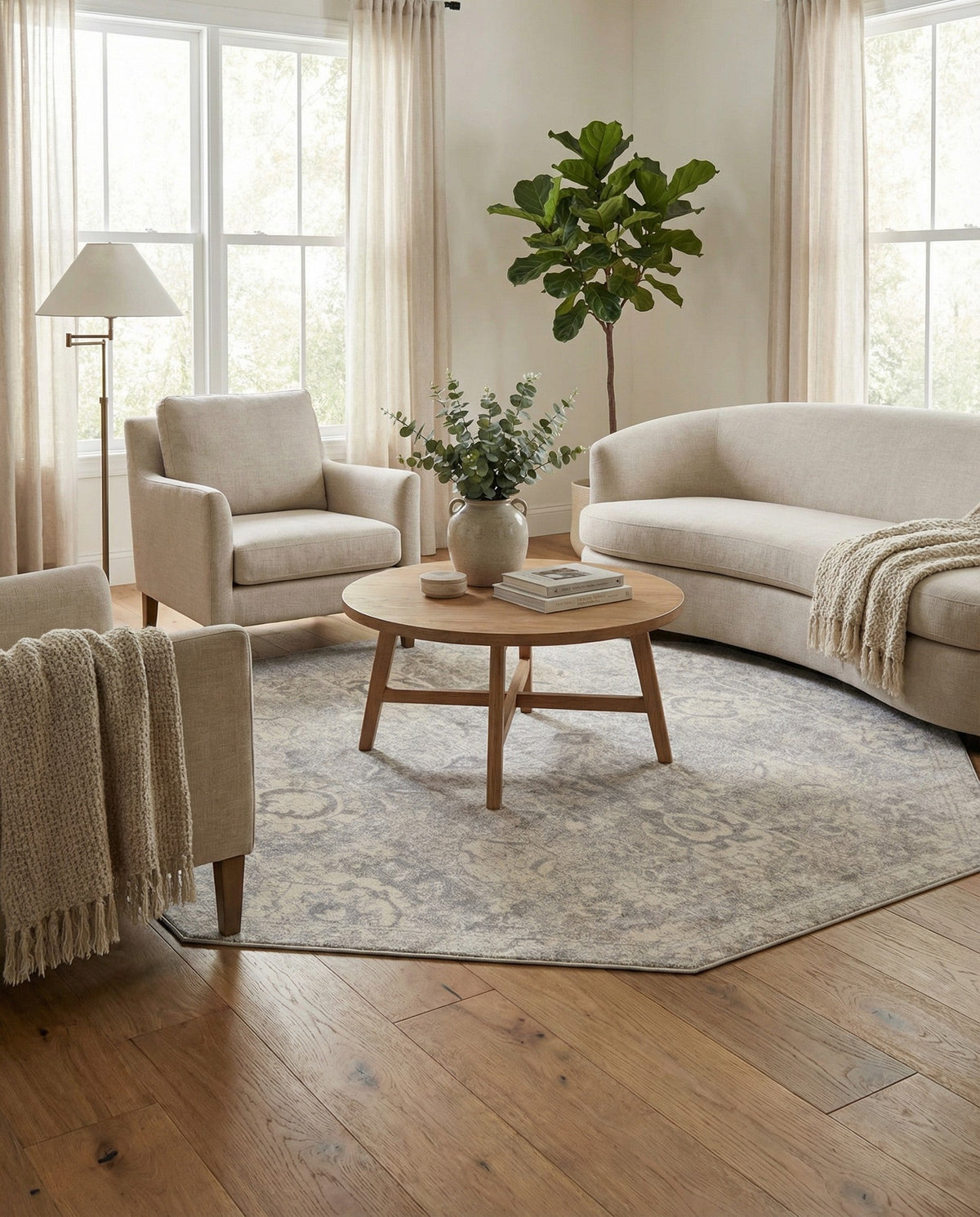 Seville Stripes Collection Area Rug -  Cordoba (Gray) Octagon Gray  lifestyle 88