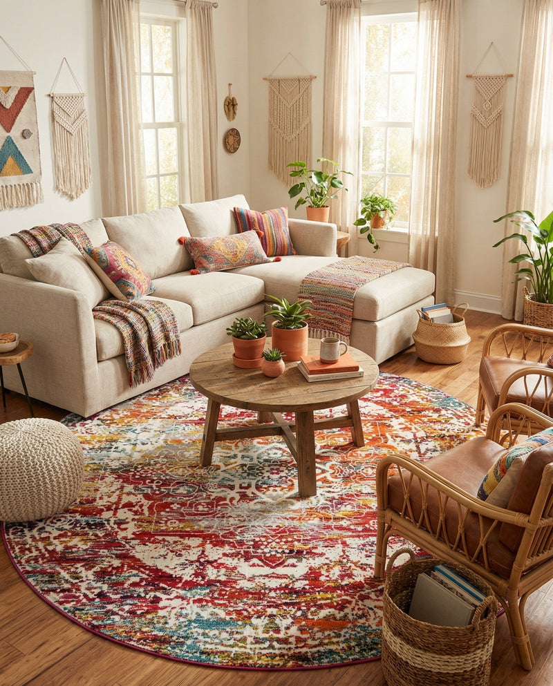 Georgetown Rugs Collection Area Rug - Dupont (Multi) Round Multi  lifestyle 42