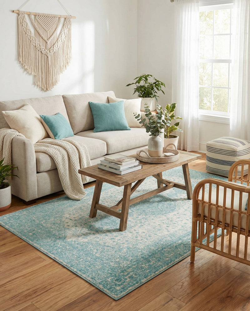 Dover Terrace Collection Area Rug - Marina (Aqua) Rectangle Aqua  lifestyle 23