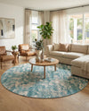 Urban Terrace Collection Area Rug -  Gazebo Round Aqua Blue  lifestyle 68