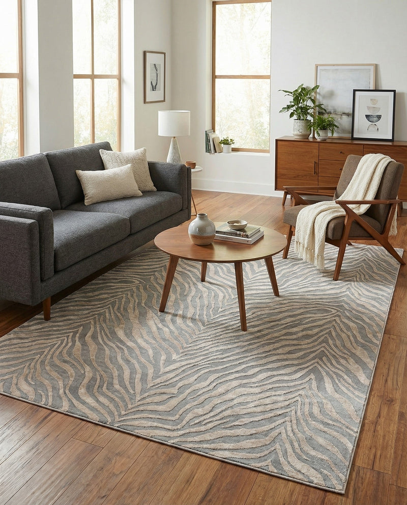 Bloomsbury Elegance Collection Area Rug -  Chelsea Rectangle Gray and Ivory  lifestyle 57