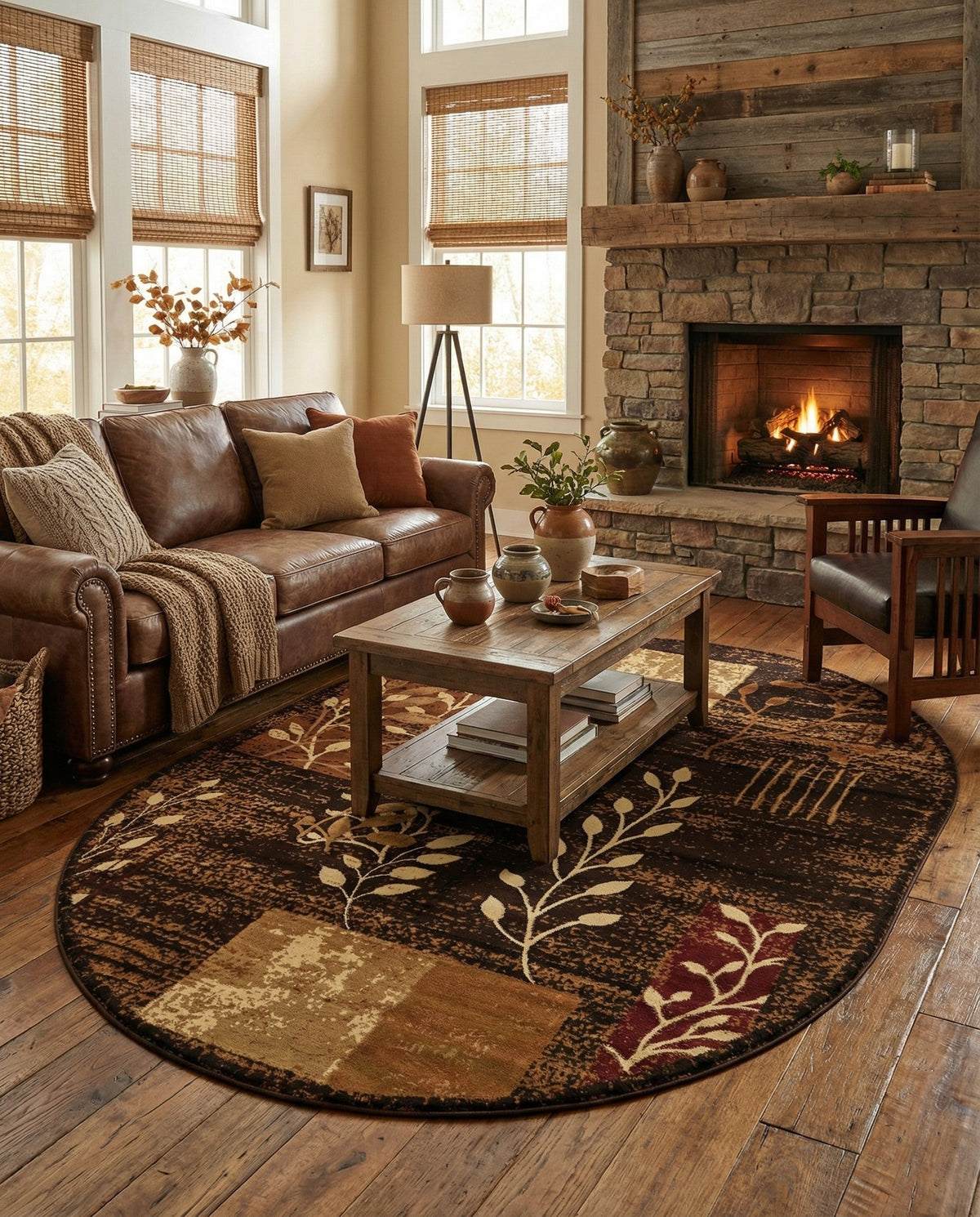 Bistro Lounge Collection Area Rug -  Affogato Oval Brown  lifestyle 176