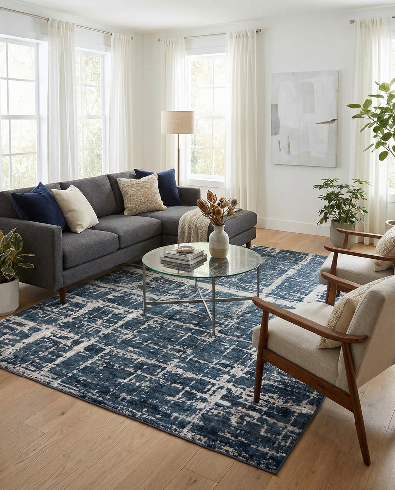 Metro Heights Collection Area Rug -  Flatiron Rectangle Navy Blue  lifestyle 27