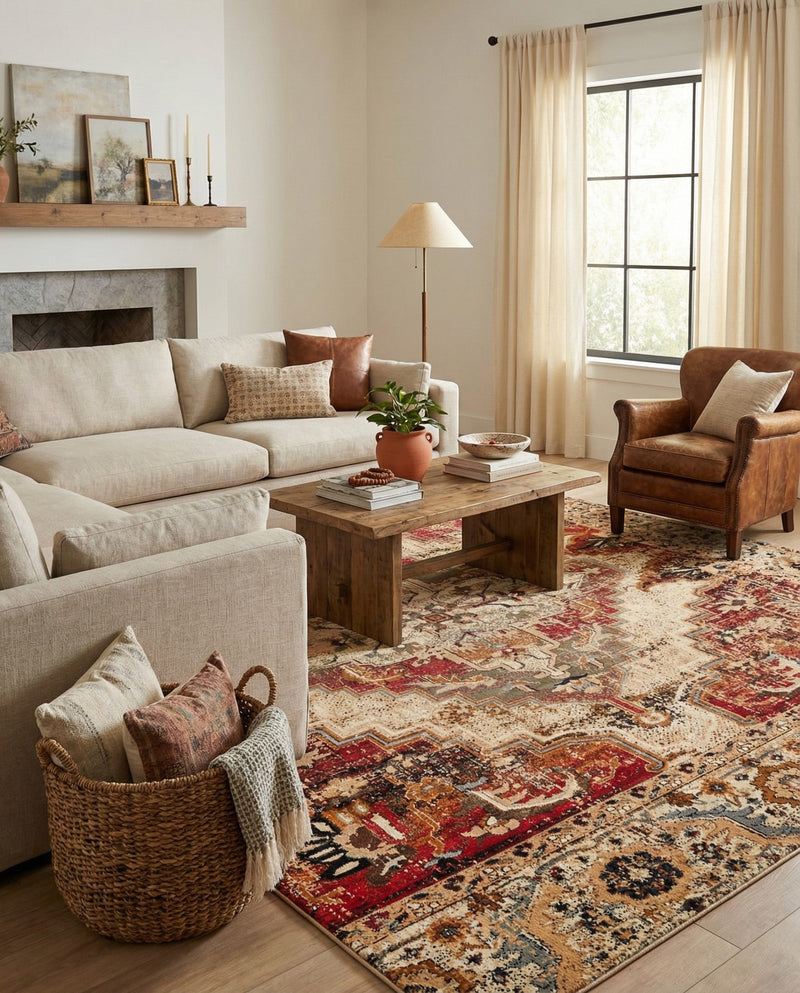 Neptune Elegance Collection Area Rug -  Naiad Rectangle Burgundy Beige  lifestyle 19