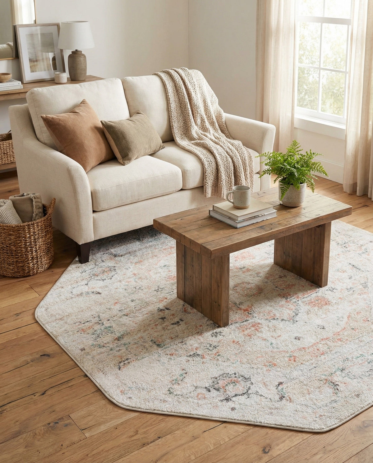 Parisian Elegance Collection Area Rug - Versailles (Ivory) Octagon Ivory  lifestyle 133