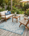 Tribal Terrace Treasures Collection Area Rug - Mayan Marina (Teal) Rectangle Teal  lifestyle 14