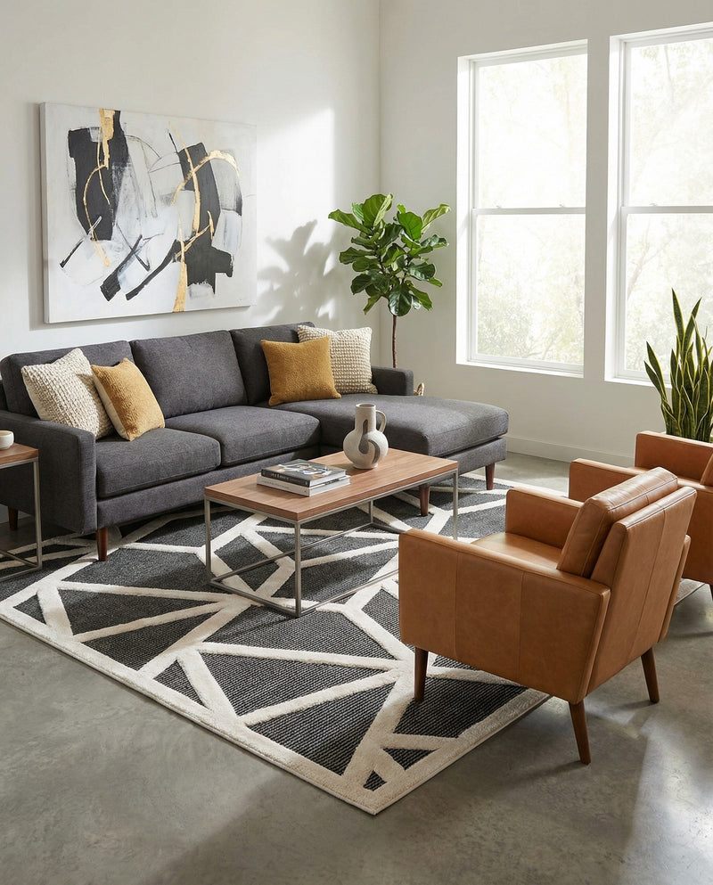 Monochrome Collection Area Rug -  Onyx Rectangle Gray  lifestyle 6