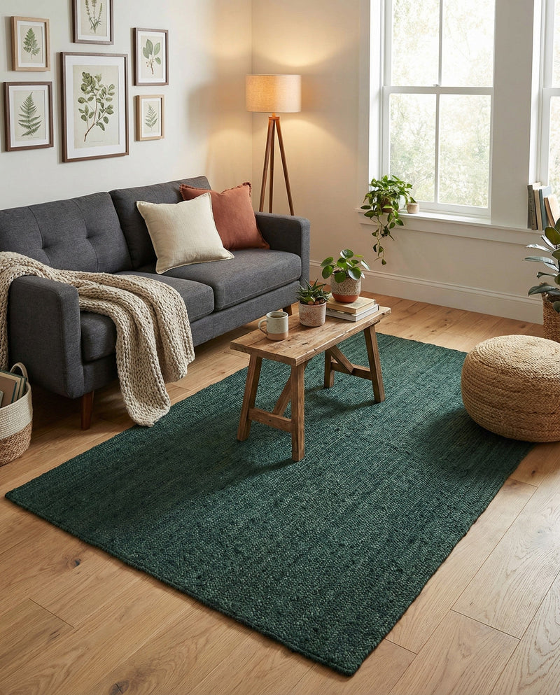 Woven Seaside Jute Collection Area Rug - Martha's Rectangle Green  lifestyle 26