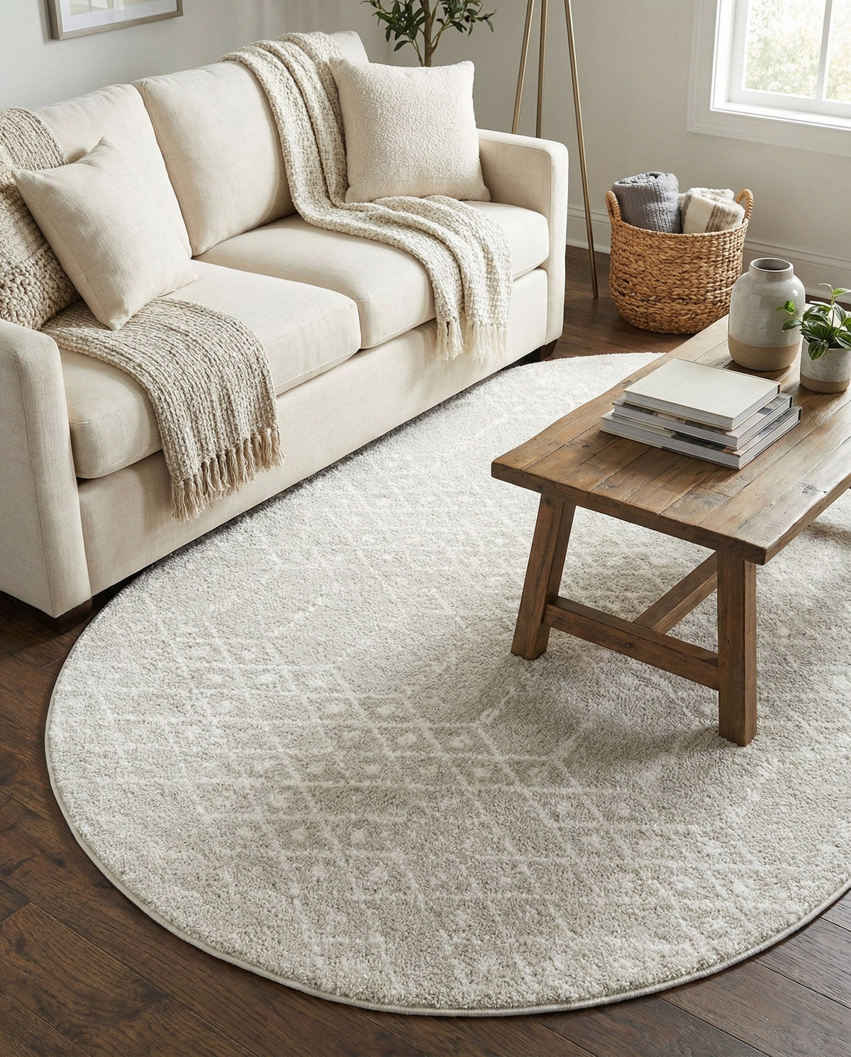 Marrakesh Lattice Collection Area Rug - Casablanca (Light Gray) Oval Light Gray  lifestyle 82