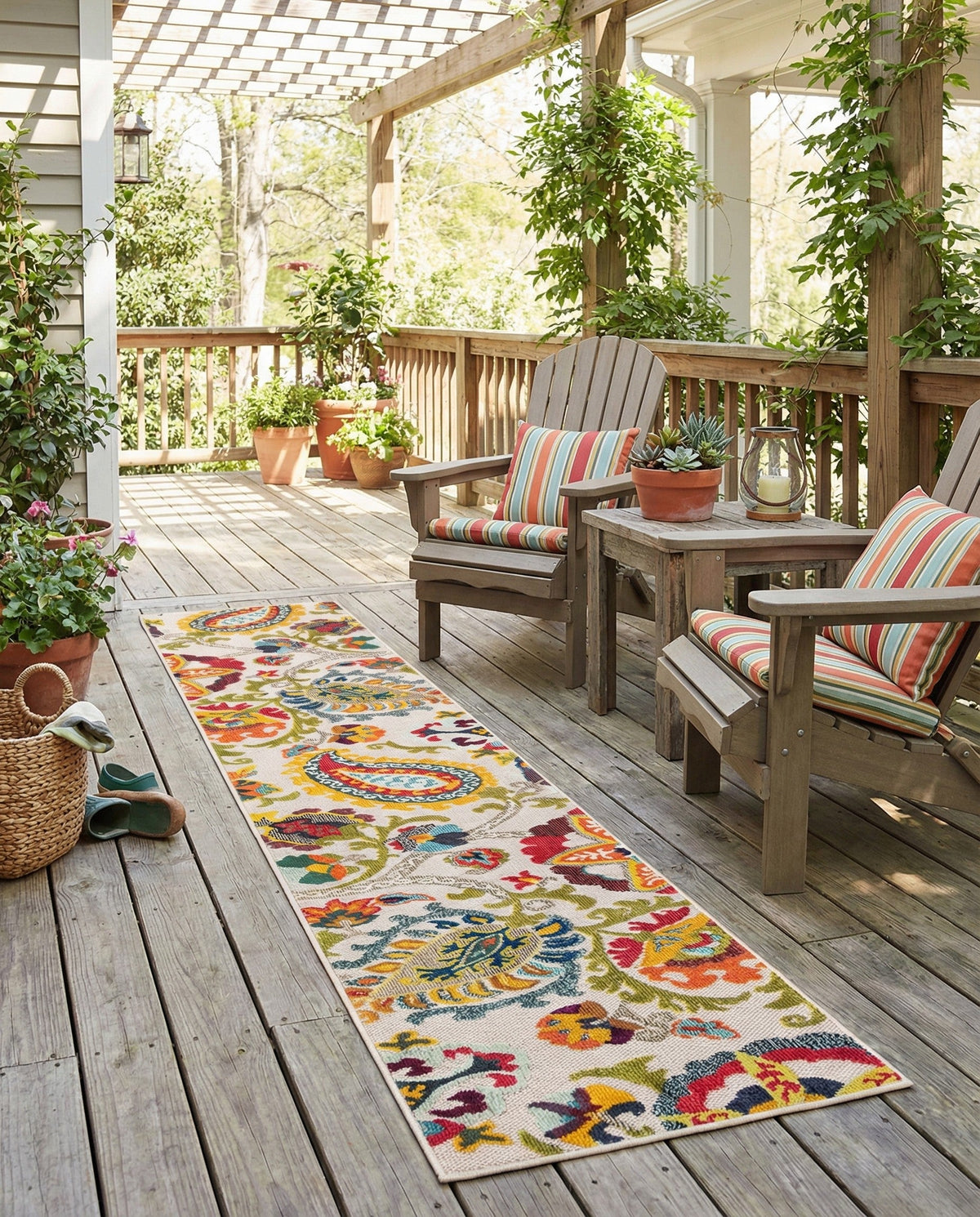 Outdoor Marrakesh Collection Area Rug - Fes Runner Multi Beige  lifestyle 164