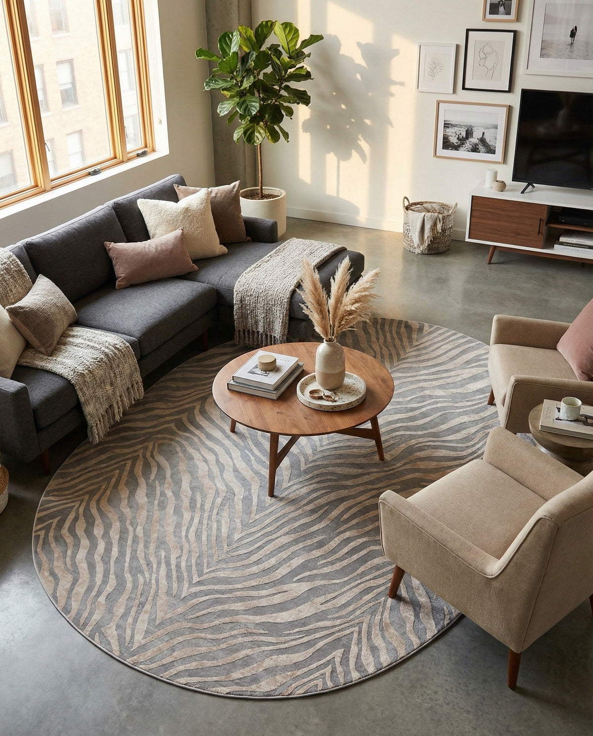 Bloomsbury Elegance Collection Area Rug -  Chelsea Oval Gray and Ivory  lifestyle 203