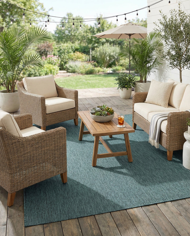 Seaside Serenity Collection Area Rug - Veranda (Teal) Rectangle Teal  lifestyle 19