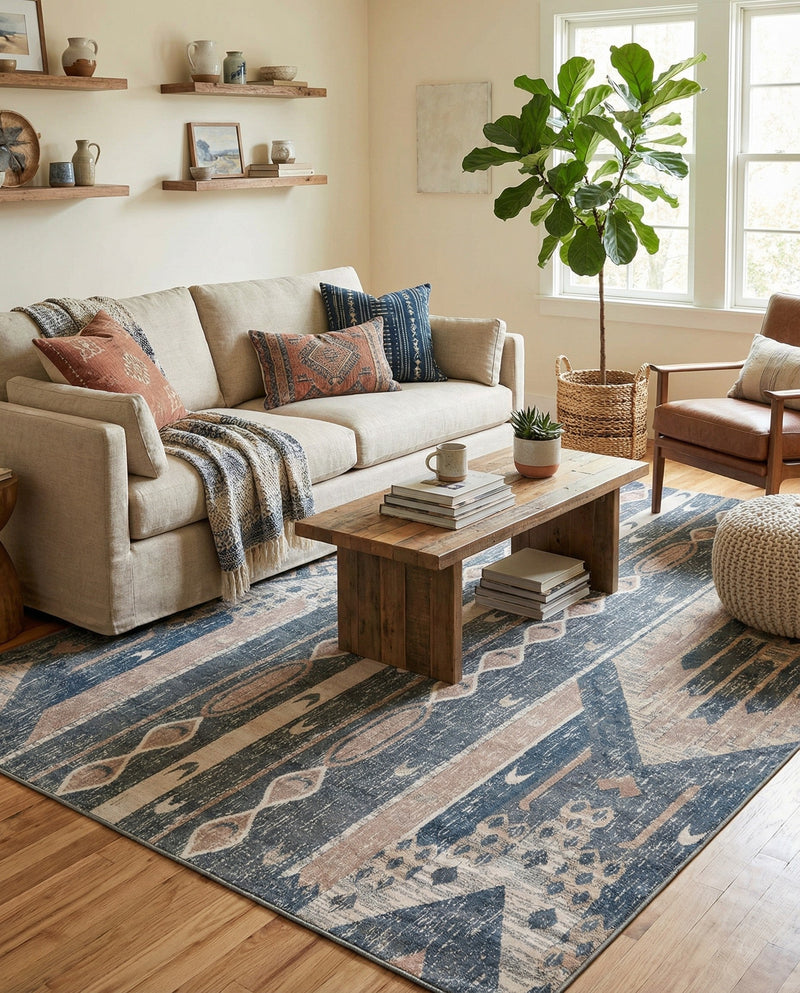 Cascade Range Collection Area Rug - Hood (Navy Blue) Rectangle Navy Blue  lifestyle 19