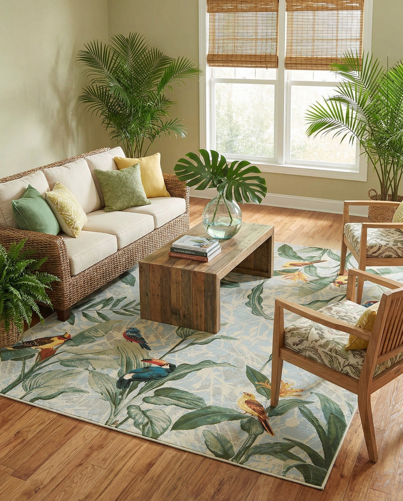 Seaside Blooms Collection Area Rug -  Tropic Rectangle Multi  lifestyle 42