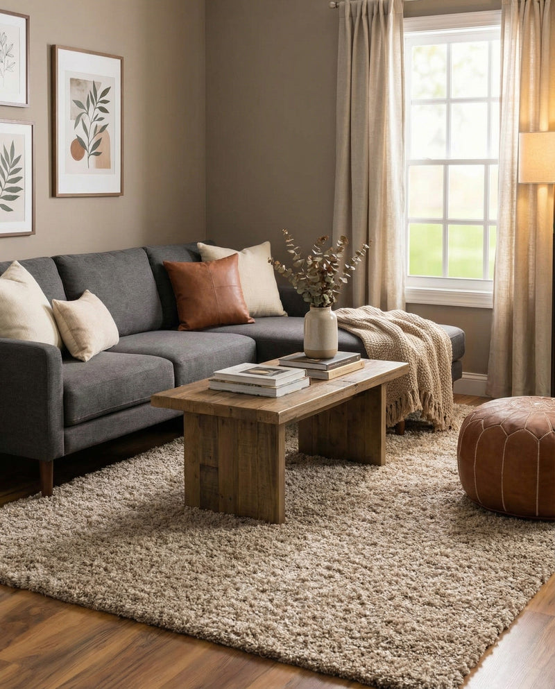 Plush Oasis Collection Area Rug - Serenity (Taupe) Rectangle Taupe  lifestyle 6