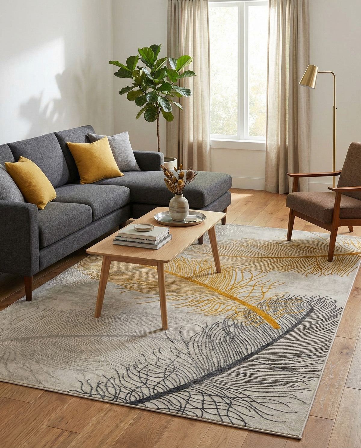 Bloomsbury Elegance Collection Area Rug -  Westminster Rectangle Yellow Gray  lifestyle 12