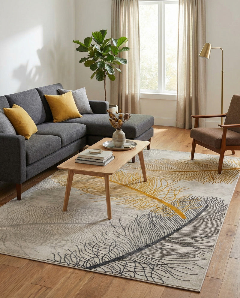 Bloomsbury Elegance Collection Area Rug -  Westminster Rectangle Yellow Gray  lifestyle 12