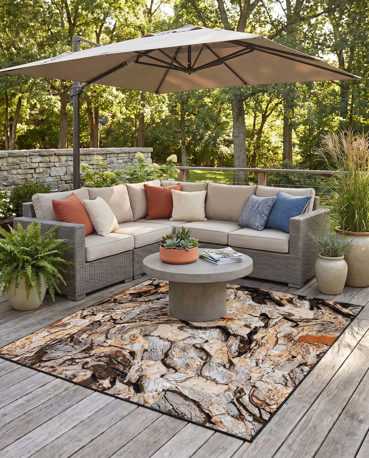 Urban Terrace Collection Area Rug -  Horizon Square Multi  lifestyle 87