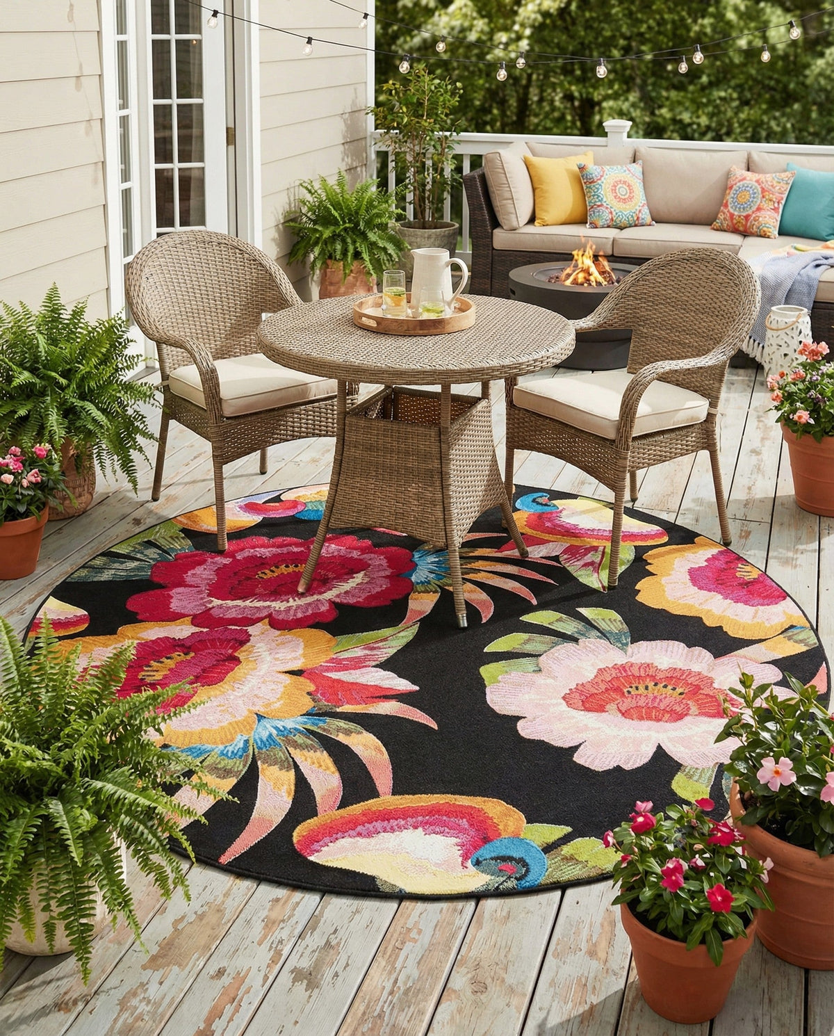 Seaside Blooms Collection Area Rug -  Versailles Round Multi  lifestyle 86