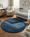 Plush Oasis Collection Area Rug - Serenity (Sapphire Blue) Round Sapphire Blue  lifestyle 40