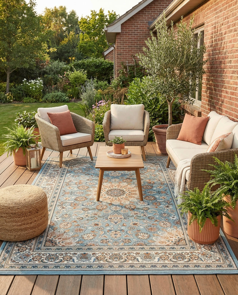 Patio Heritage Collection Area Rug -  Bower Rectangle Blue  lifestyle 25