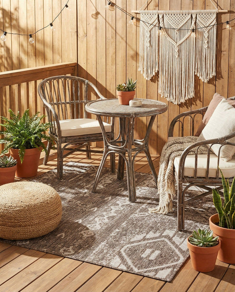 Desert Nomad Terrace Collection Area Rug - Sahara (Brown) Square Brown  lifestyle 28