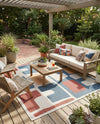Coastal Terrace Collection Area Rug -  Sail Square Ivory and Blue  lifestyle 44