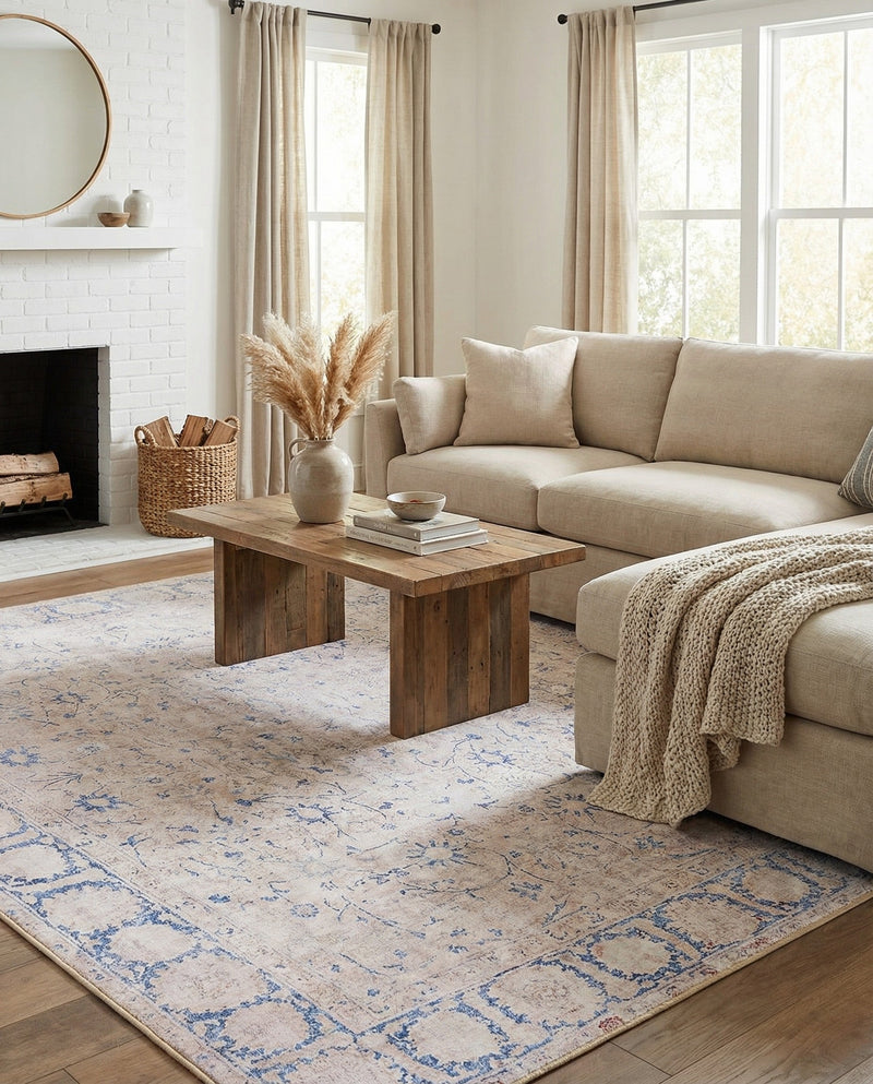 Heritage Elegance Collection Area Rug -  Nijo Square Beige  lifestyle 34