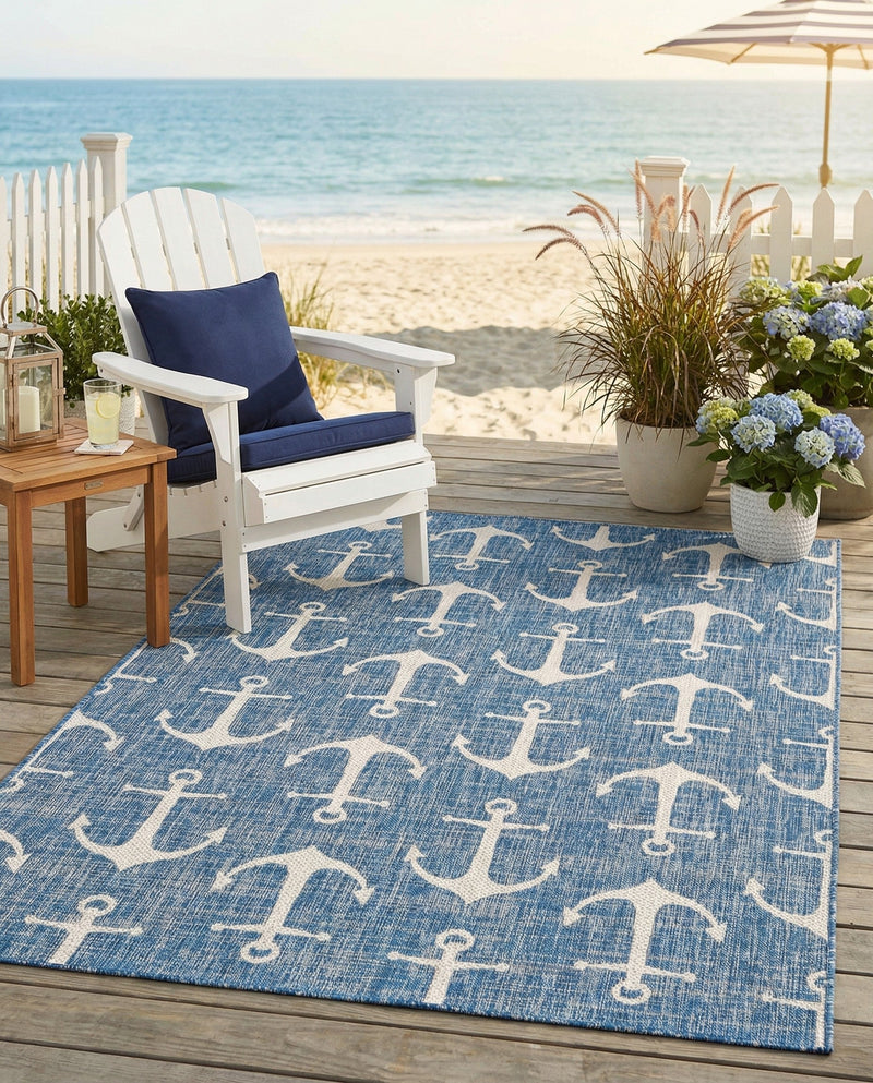 Seaside Haven Rugs Collection Area Rug - Sapphire (Blue) Rectangle Blue  lifestyle 12