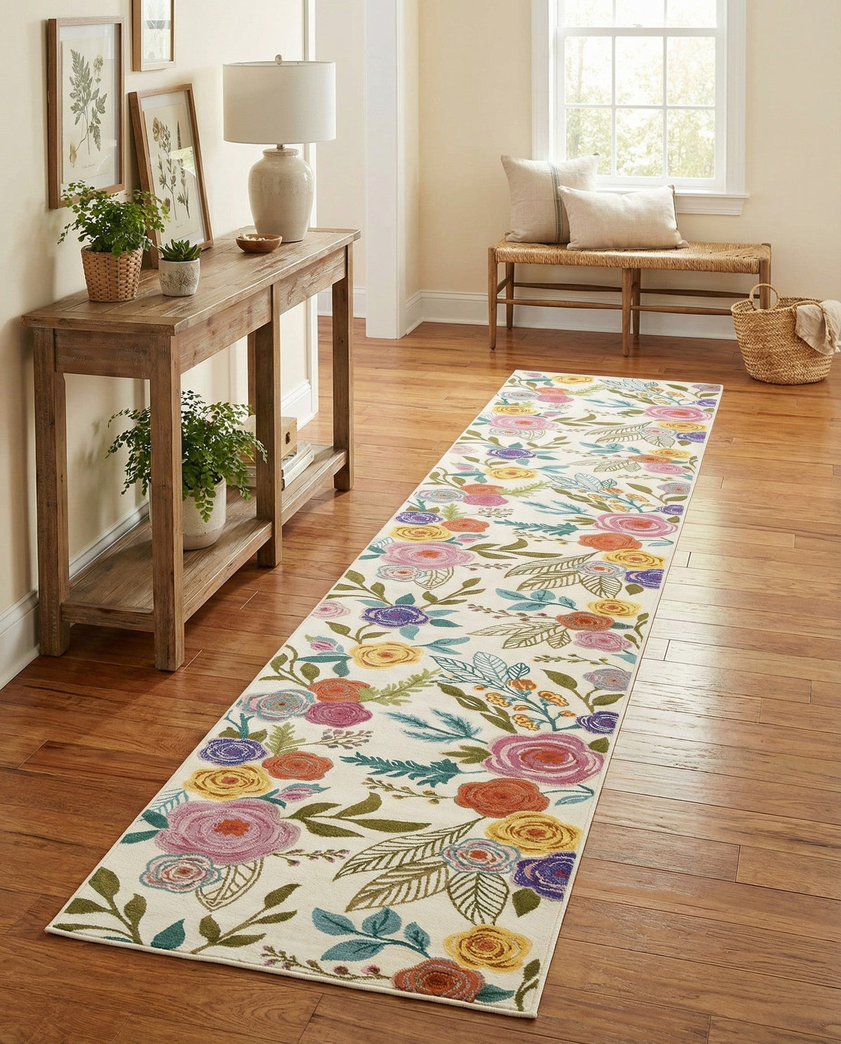 Meadow Breeze Collection Area Rug -  Petal Runner Ivory  lifestyle 91