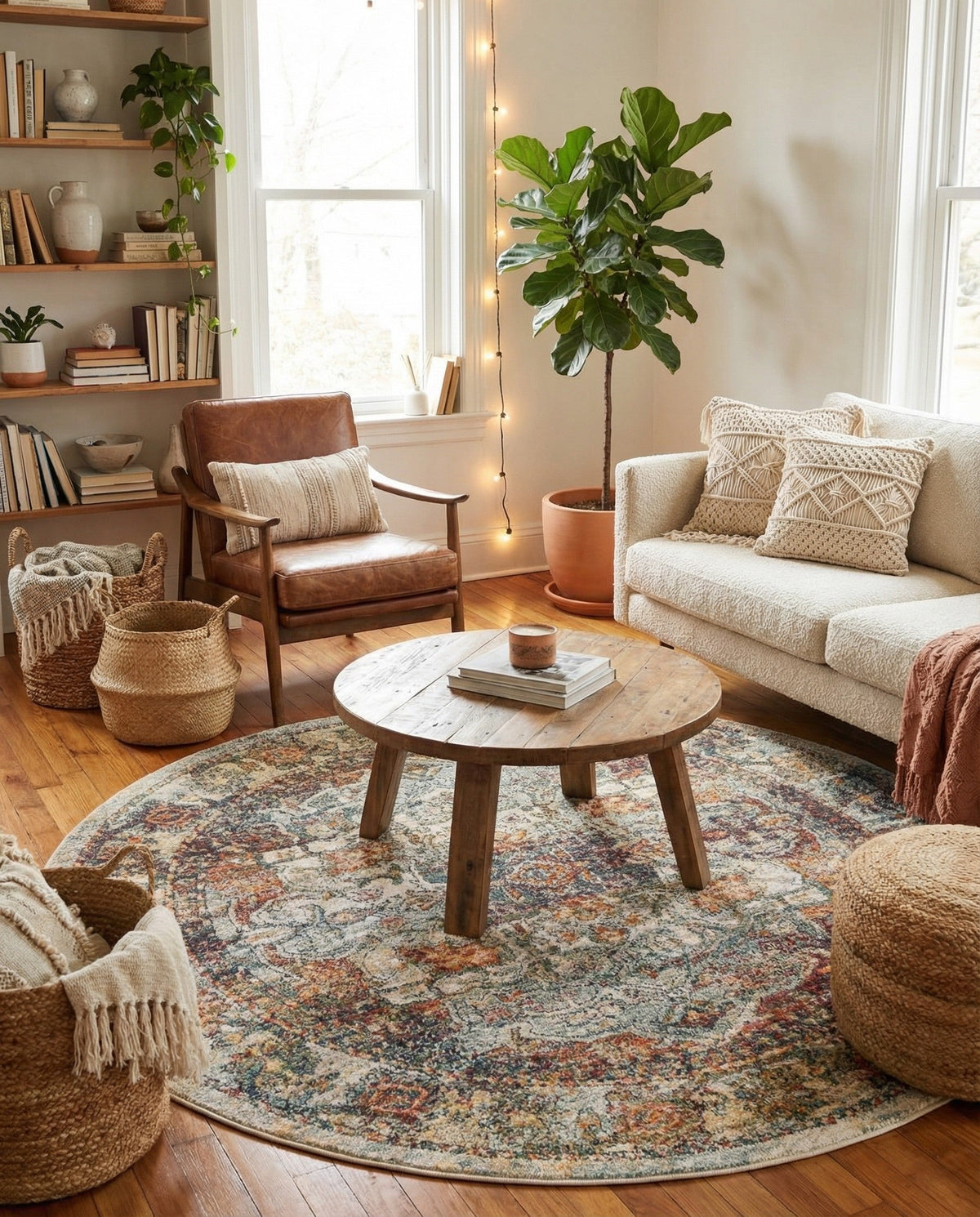 Savannah Soiree Collection Area Rug -  Everglade (Ivory) Round Ivory  lifestyle 112