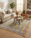 Seville Stripes Collection Area Rug -  Granada (Yellow) Square Yellow  lifestyle 16