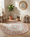 Coastal Haven Collection Area Rug - Seabreeze (Red) Round Red  lifestyle 36