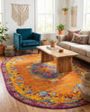 Caribbean Cove Collection Area Rug -  Nevis Oval Orange  lifestyle 52