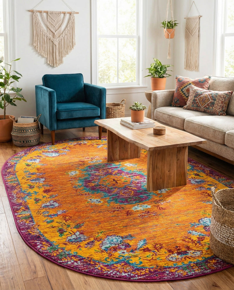 Caribbean Cove Collection Area Rug -  Nevis Oval Orange  lifestyle 52