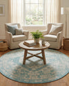 Patio Heritage Collection Area Rug -  Augusta (Aqua) Round Aqua  lifestyle 69