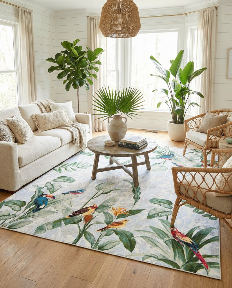 Seaside Blooms Collection Area Rug -  Tropic Rectangle Multi  lifestyle 8