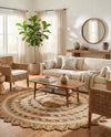 Woven Seaside Jute Collection Area Rug - Coastalhaven (Natural and White) Round Natural and White  lifestyle 35