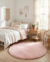 Eternal Plush Oasis Collection Area Rug -  Tranquility (Pink Lace) Round Pink Lace  lifestyle 32