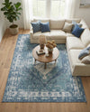Patio Heritage Collection Area Rug -  Augusta (Blue) Rectangle Blue  lifestyle 12